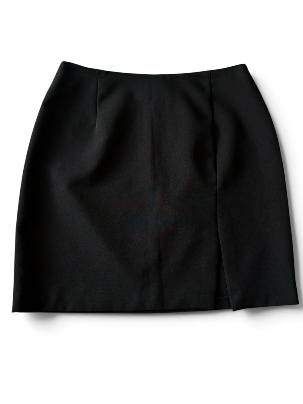 Vintage Classic Black Mini Skirt with Slit Professional Workwear